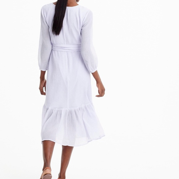 J Crew Point Sur Crinkle Cotton Faux Wrap Dress Lavender Periwinkle Small - Picture 4 of 8